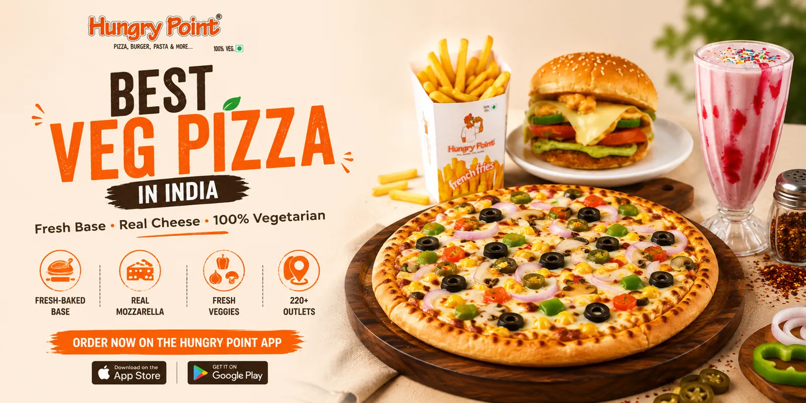 Best veg pizza in India — fresh baked vegetarian pizza at Hungry Point