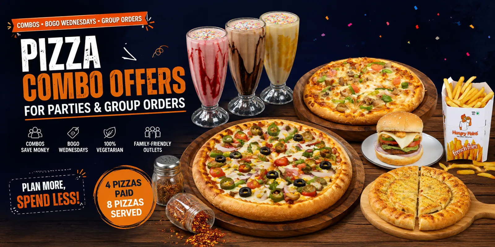 Pizza combo offers for parties and group orders at Hungry Point